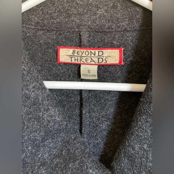 🌸Beyond Threads Black Felted Peruvian Alpaca Blend Asymmetrical Jacket #Bl - Picture 4 of 13